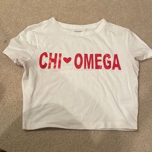 Chi omega cropped white tee